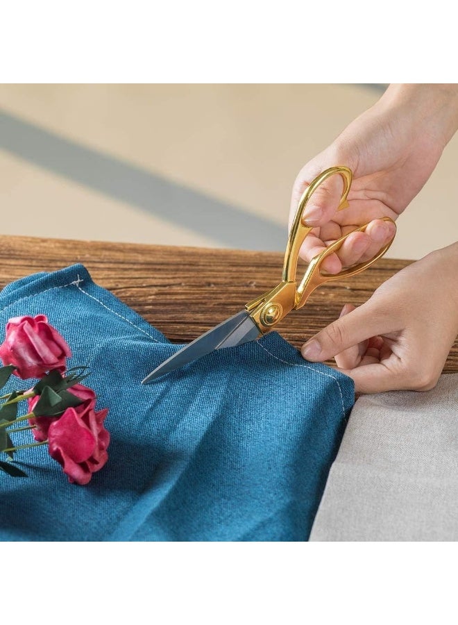 مقص خياطة ذهبي عالي الجودة 24 سم - مصنوع من الفولاذ المقاوم للصدأ المتين - مقاوم للصدأ، مناسب للاستخدام الاحترافي والمنزلي، لقص الأقمشة والجلود - Image 4